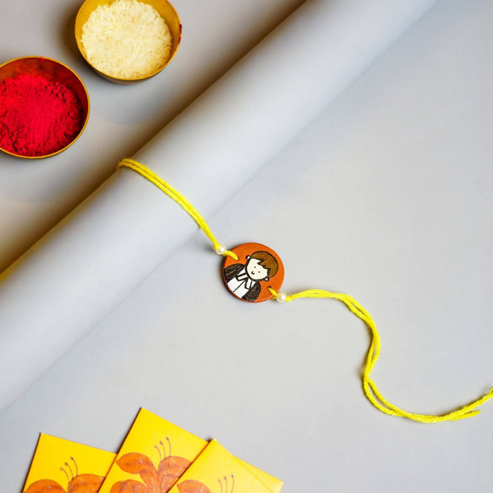Personalized Lawyer Terracotta Rakhi With Roli Chawal