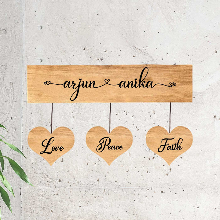 Minimalist 3D Wooden Nameplate for Family