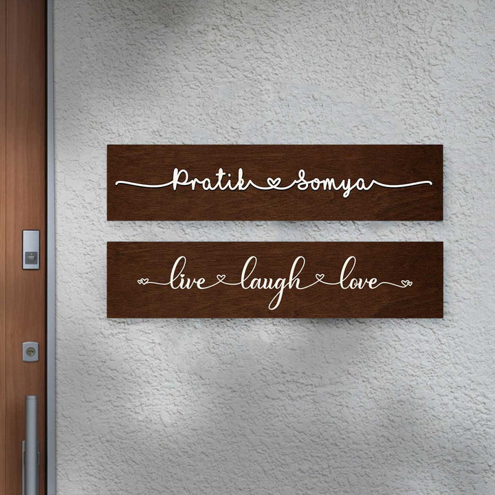 Minimalist 3D Wooden Nameplate for House | Set of 2 Planks