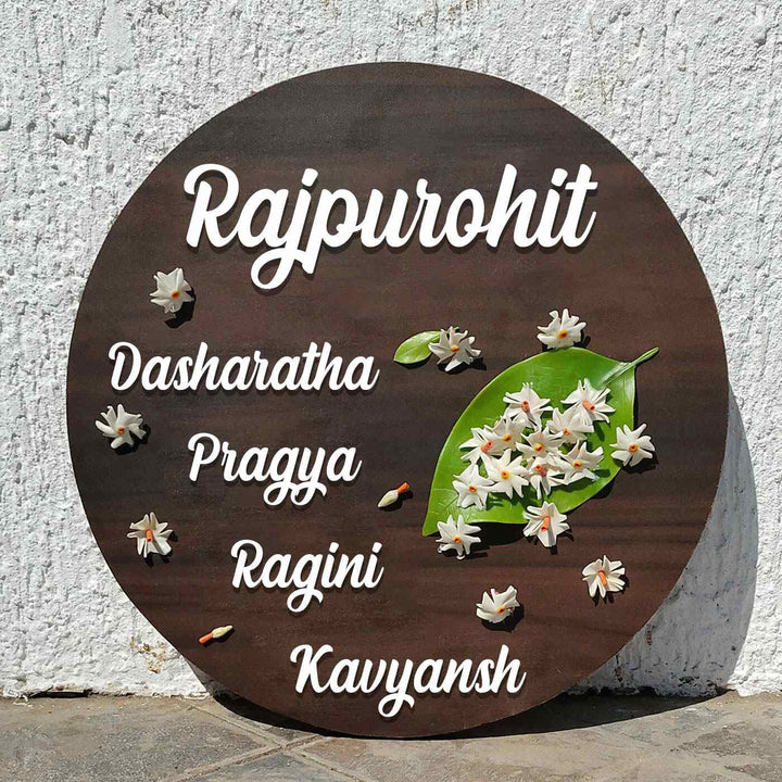 Handcrafted Personalized Prajkta Wooden Round Nameplate