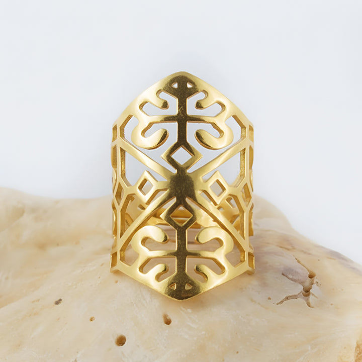 Handmade Aarika 22k Gold Plated Silver Ring