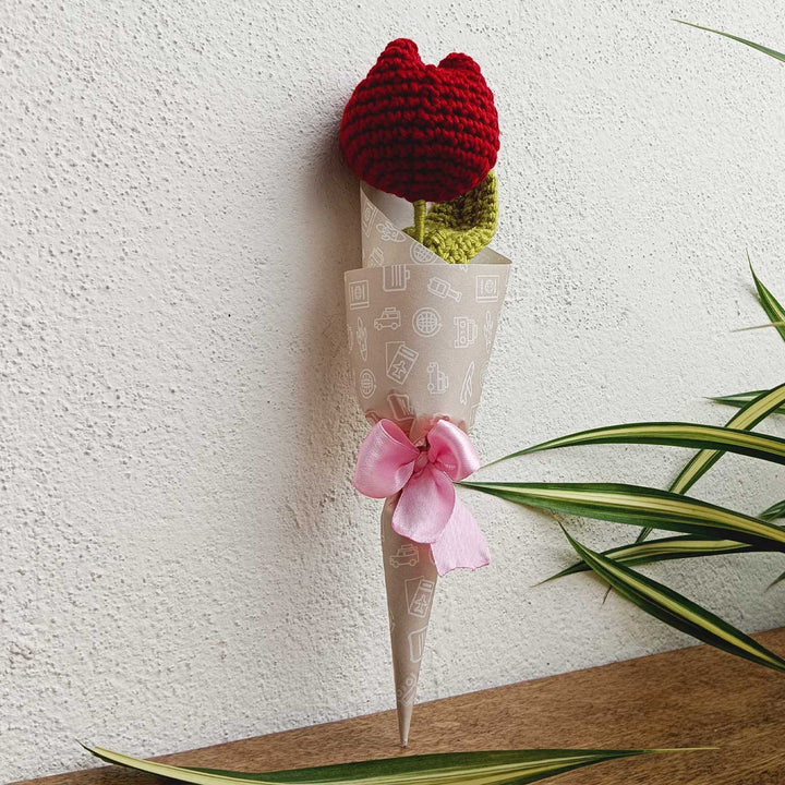 Handmade Crochet Tulip Trailer Theme Flower Bouquet