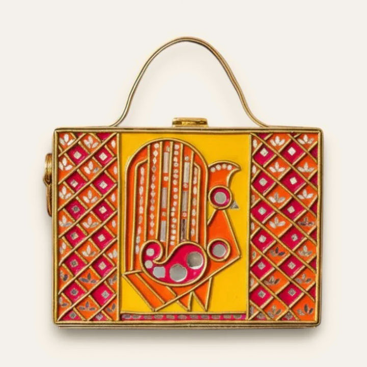 Handcrafted Bird Lippan Art Rectangle Box Sling Bag