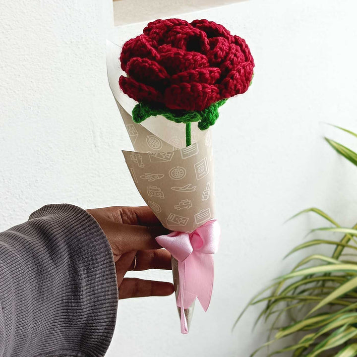 Handmade Crochet Rose Trailer Theme Flower Bouquet