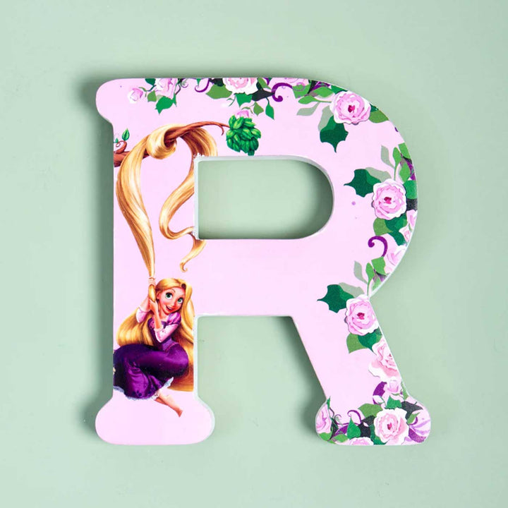 Handmade Purple Princess Theme MDF Wood 3D Wall Letter For Kids - R