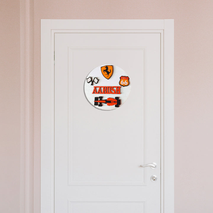 Racing Cars Theme Kids Nameplate