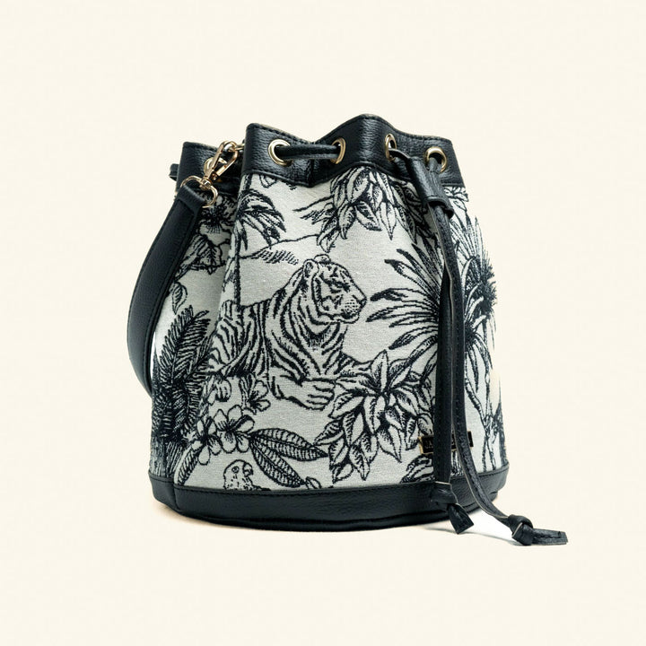 Ranthambore Machine Embroidered Bucket Handbag