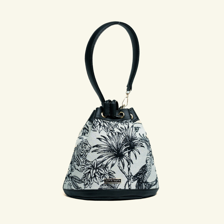 Ranthambore Machine Embroidered Bucket Handbag