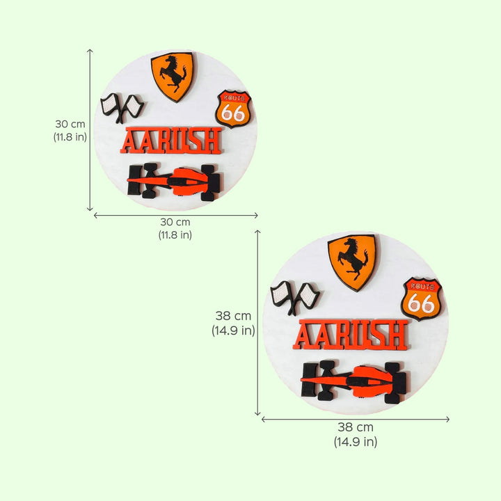 Racing Cars Theme Kids Nameplate