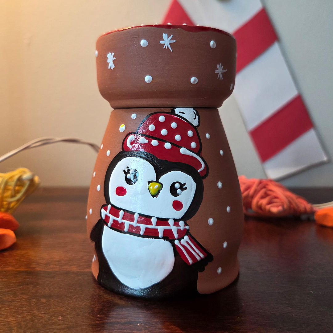Hand-Painted Penguin Tealight Holder For Christmas Decoration
