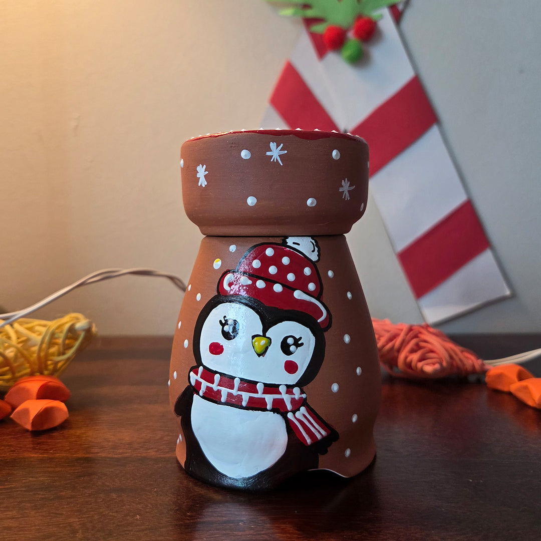 Hand-Painted Penguin Tealight Holder For Christmas Decoration