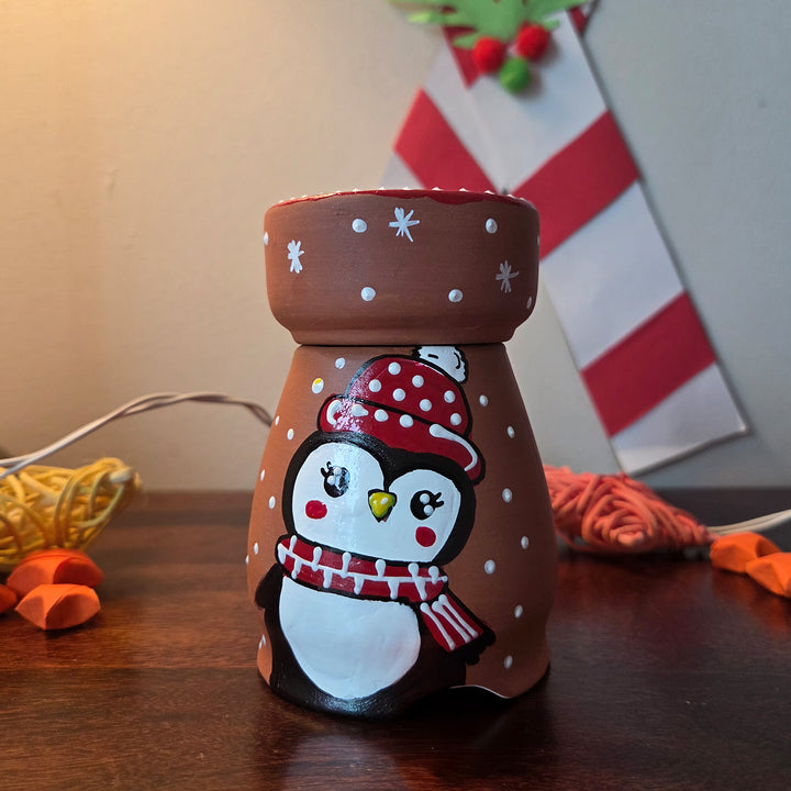 Hand-Painted Penguin Tealight Holder For Christmas Decoration