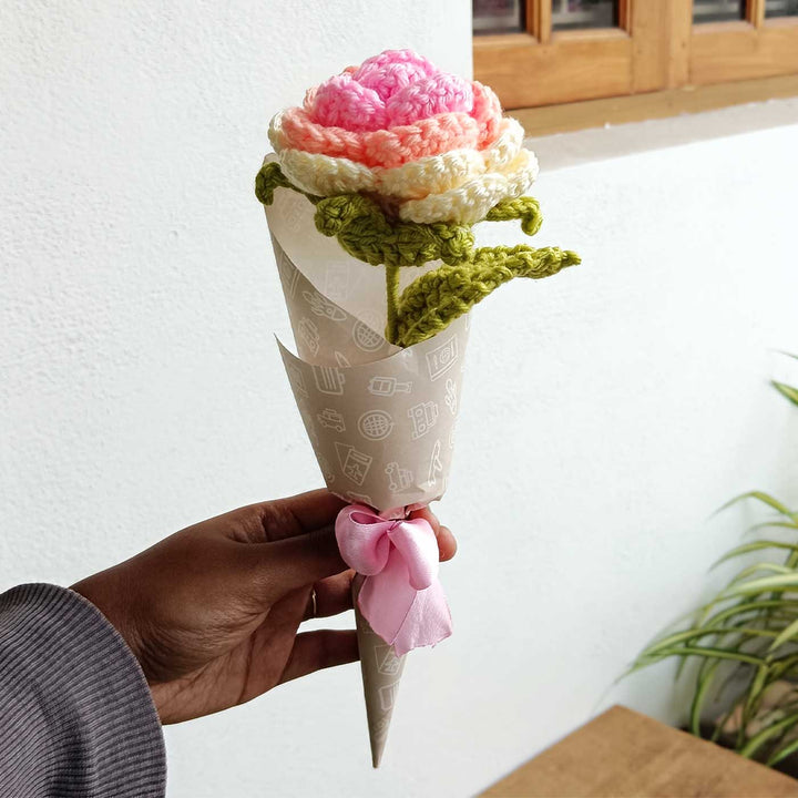 Handmade Crochet Rose Trailer Theme Flower Bouquet