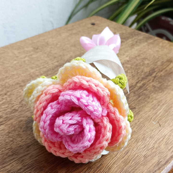 Handmade Crochet Rose Trailer Theme Flower Bouquet