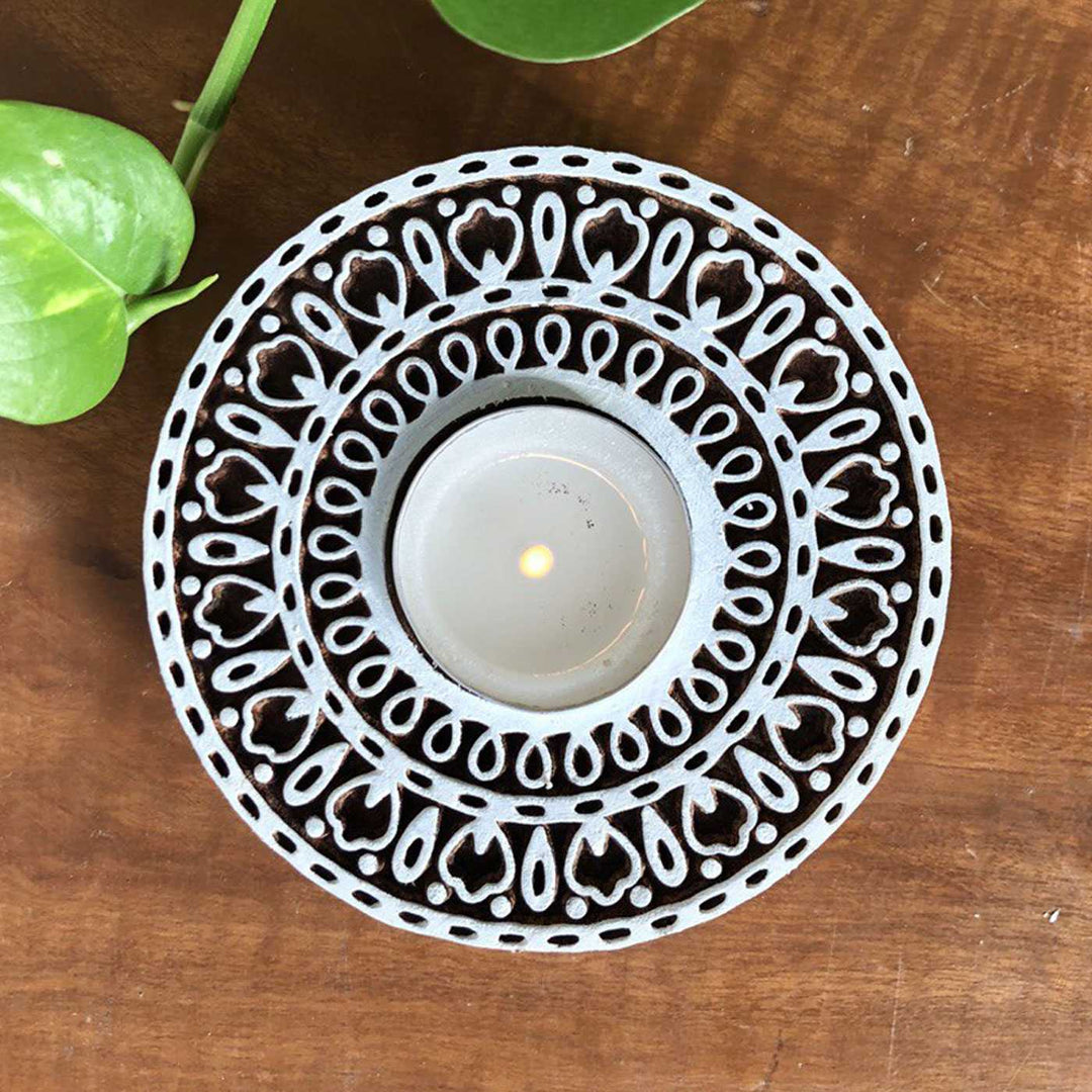 Handpainted Wooden Festive Tealight Holders