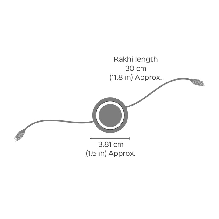 Ecofriendly Bamboo Rakhis For Bhaiya Bhabhi With Roli Chawal 7 - Dimension Chart Front View