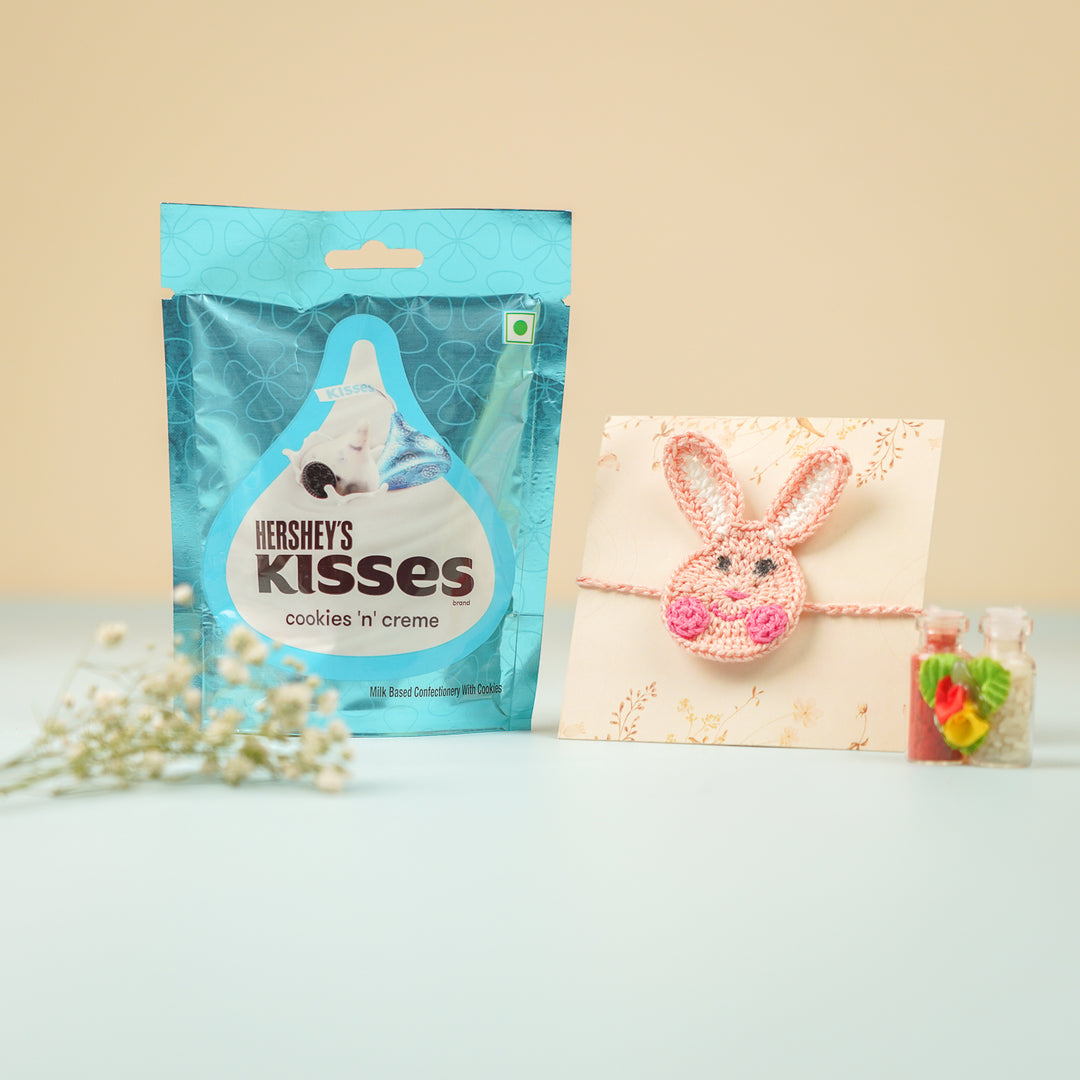 Handmade Crochet Bunny Theme Kids Rakhi With Roli Chawal - Styled with Gift Packaging (6)