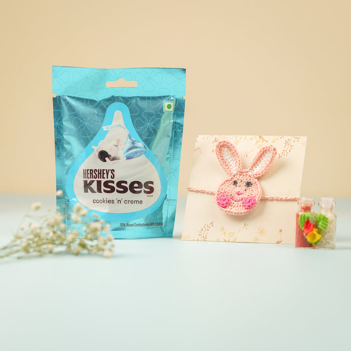 Handmade Crochet Bunny Theme Kids Rakhi With Roli Chawal - Styled with Gift Packaging (6)
