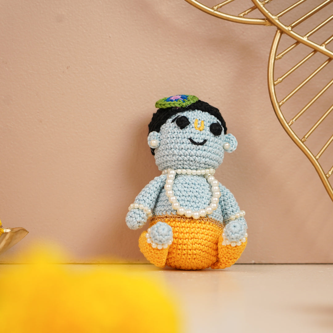 Handmade Crochet Beaded Baal Gopal Krishna Toy