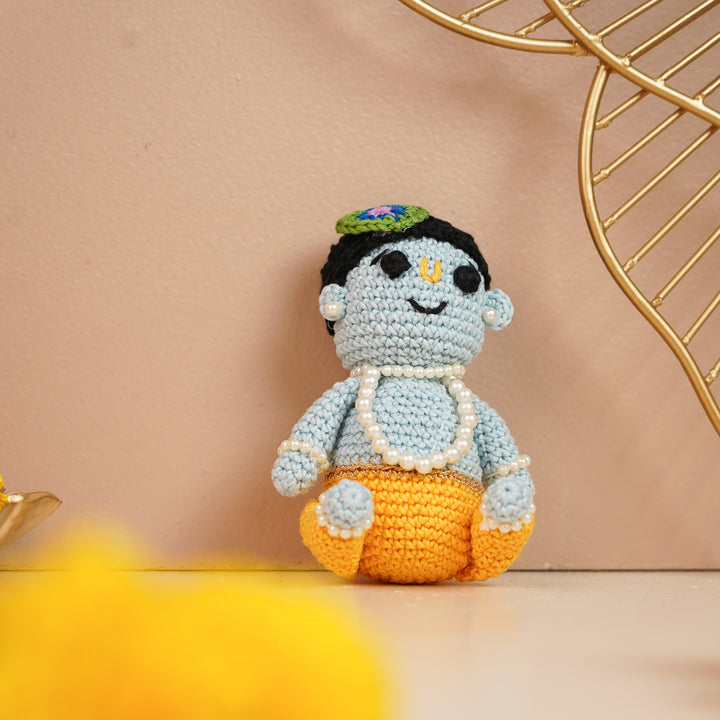 Handmade Crochet Beaded Baal Gopal Krishna Toy