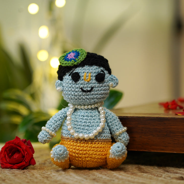 Handmade Crochet Beaded Baal Gopal Krishna Toy