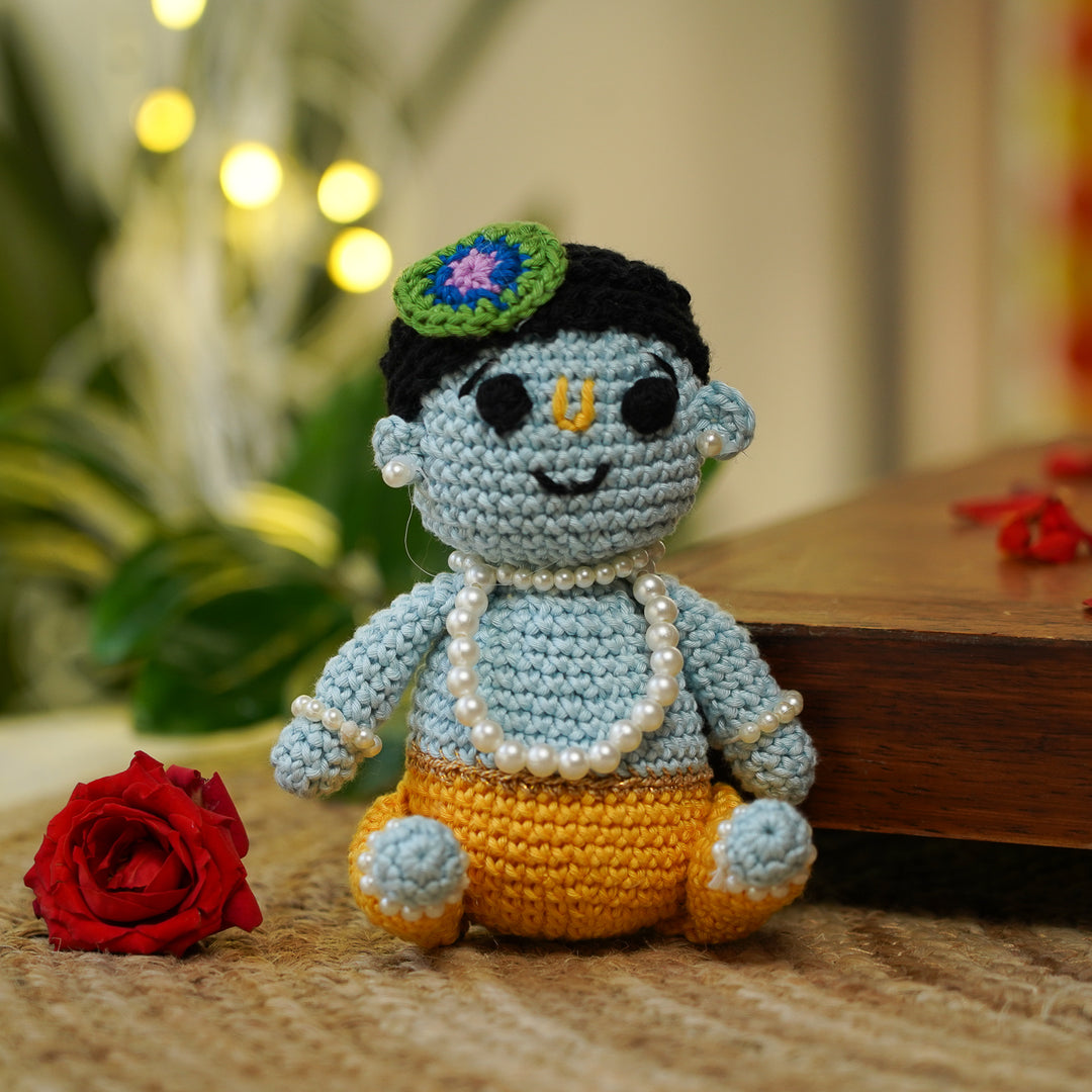 Handmade Crochet Beaded Baal Gopal Krishna Toy