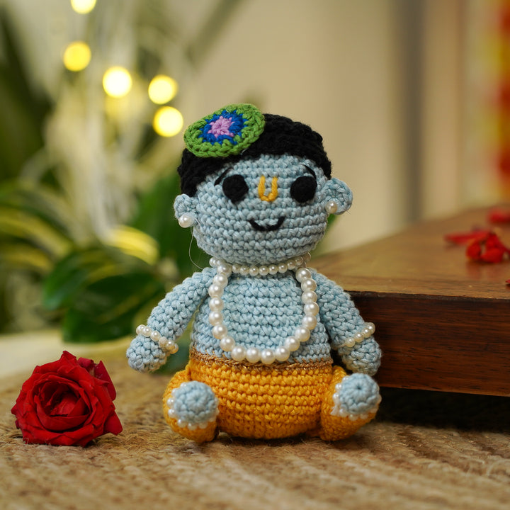 Handmade Crochet Beaded Baal Gopal Krishna Toy