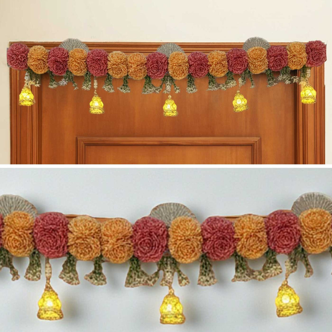 Handmade Floral LED Design Jute Toran