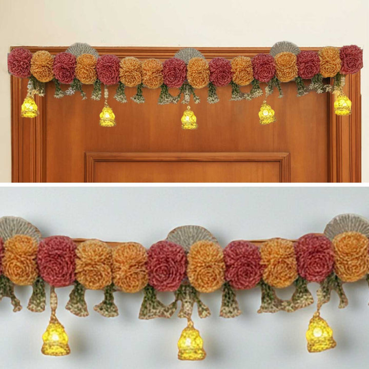 Handmade Floral LED Design Jute Toran