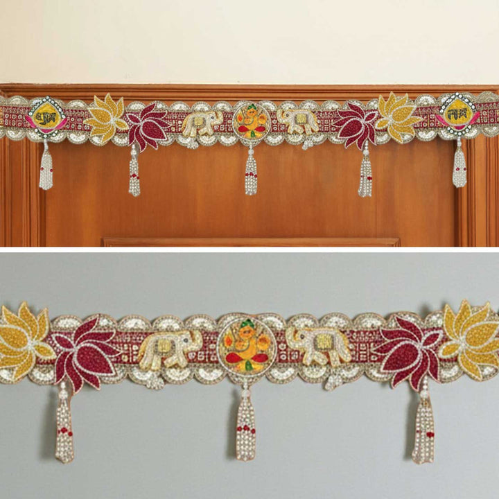 Handmade Beaded Ganesh Design Jute Toran