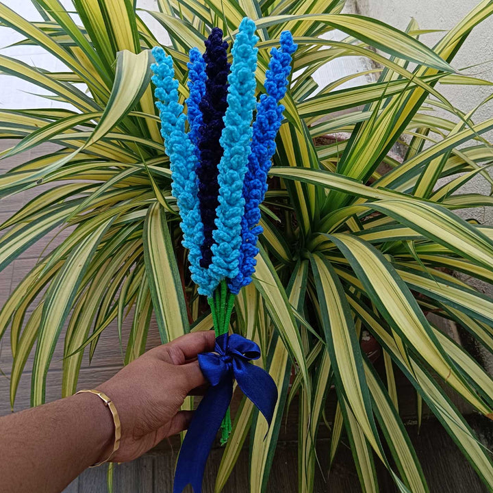 Handmade Crochet Lavender Echo Theme Flower Bouquet WIth Lights