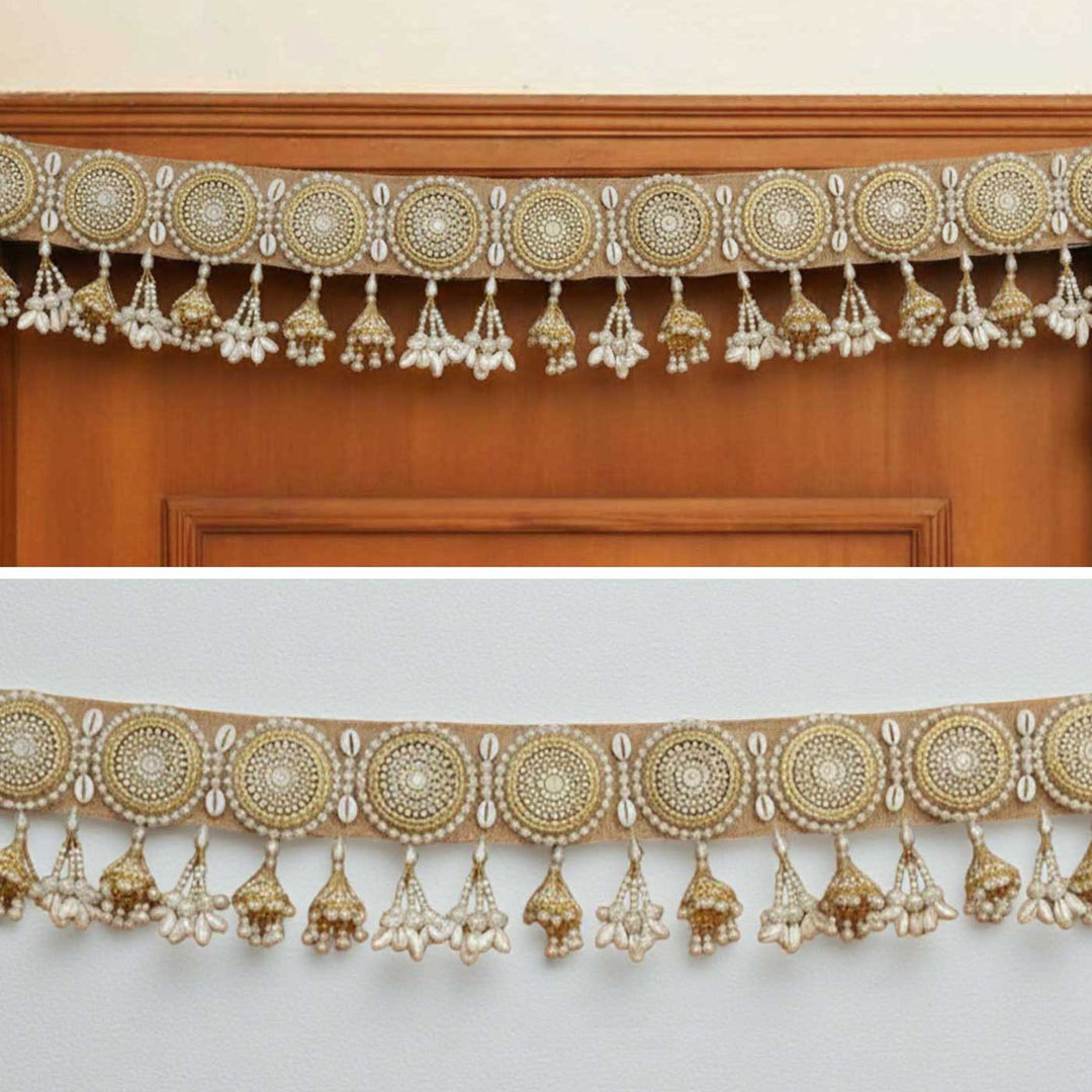 Handmade Beaded Pearl Design Jute Toran