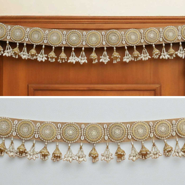 Handmade Beaded Pearl Design Jute Toran