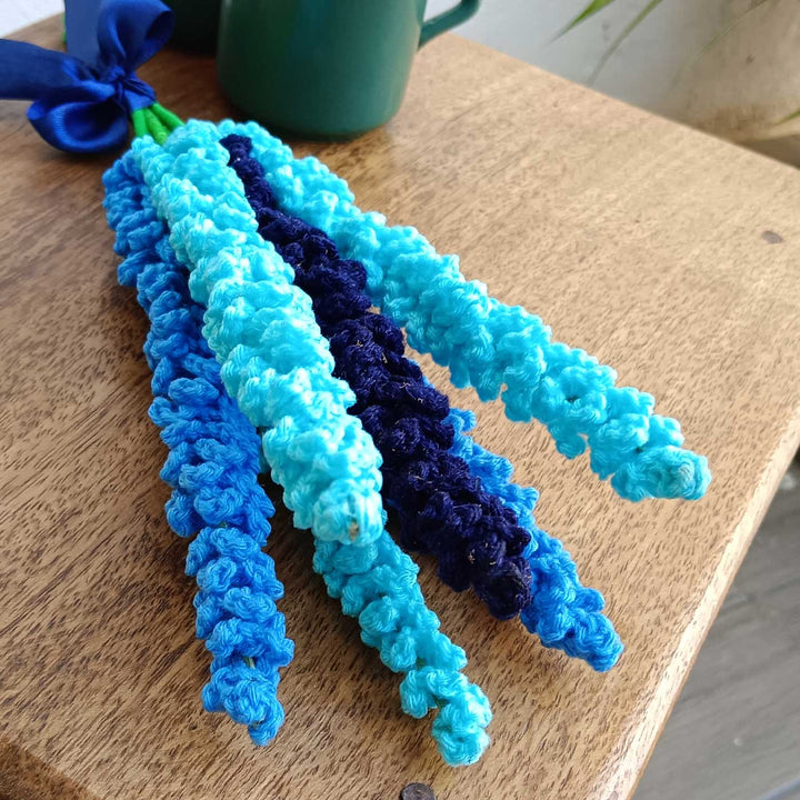 Handmade Crochet Lavender Echo Theme Flower Bouquet WIth Lights