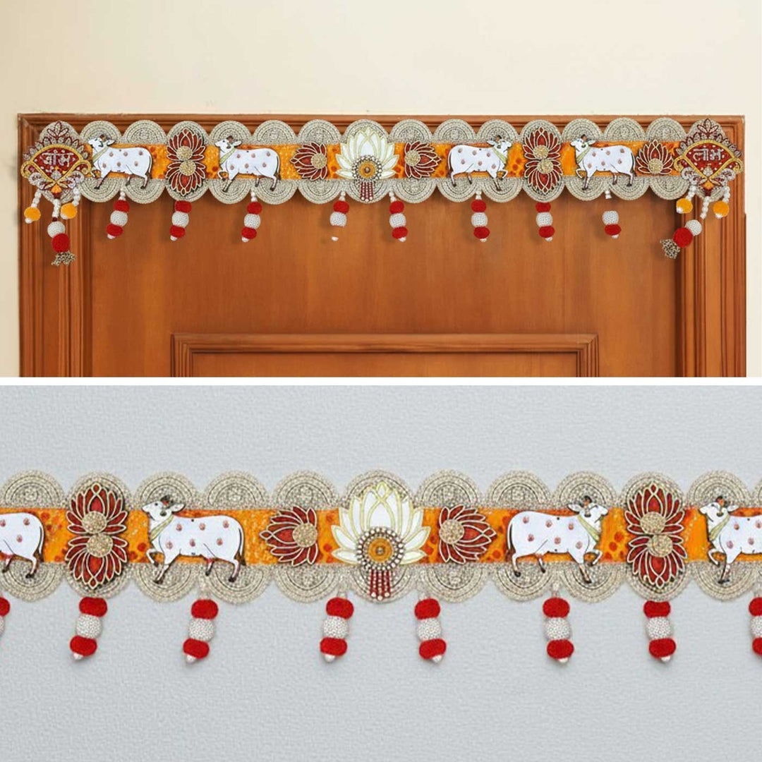 Handmade Pichhwai Lotus Design Jute Toran