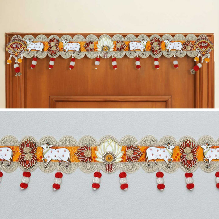 Handmade Pichhwai Lotus Design Jute Toran