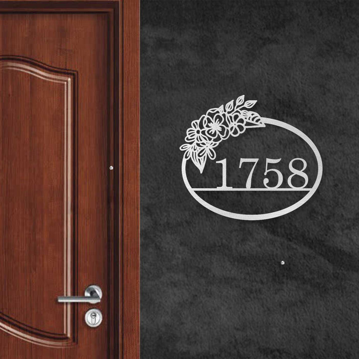 Personalized Laser Cut Floral Design Steel Name Plate