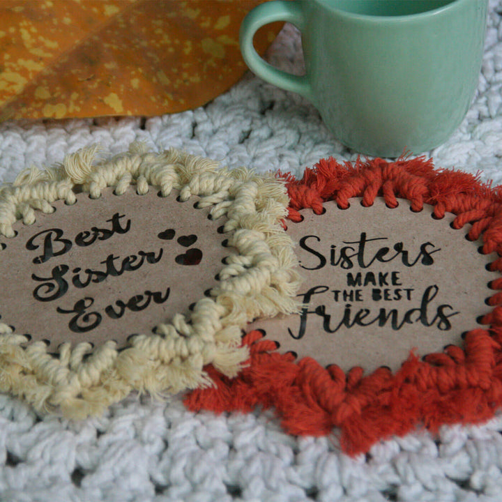 Handcrafted Personalized Macrame Coasters - Set of 2
