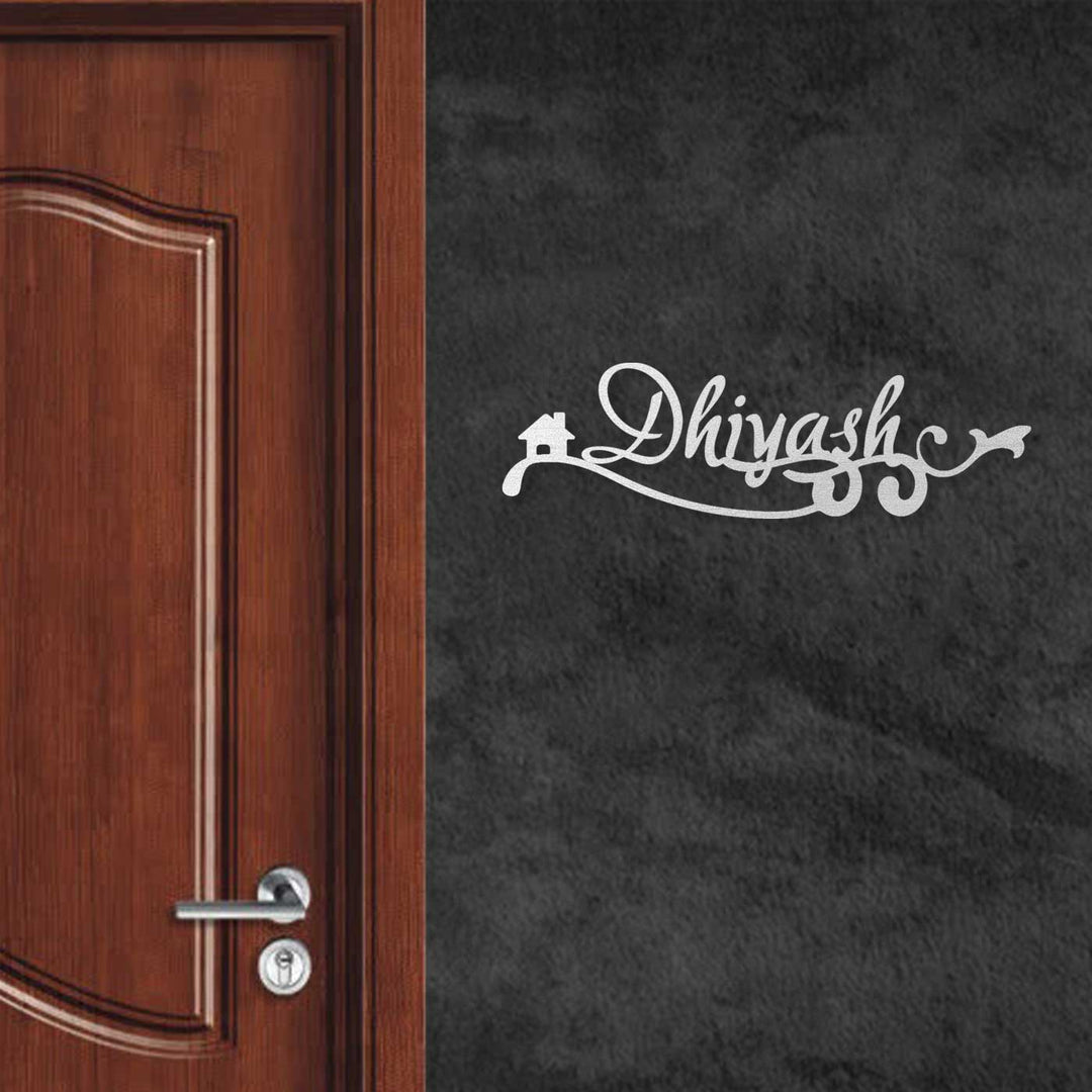 Personalized Laser Cut Wavy Design Steel Name Plate