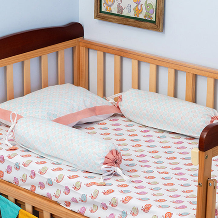 Colorful Snail Hand Block Printed Baby Bedding Cot Set