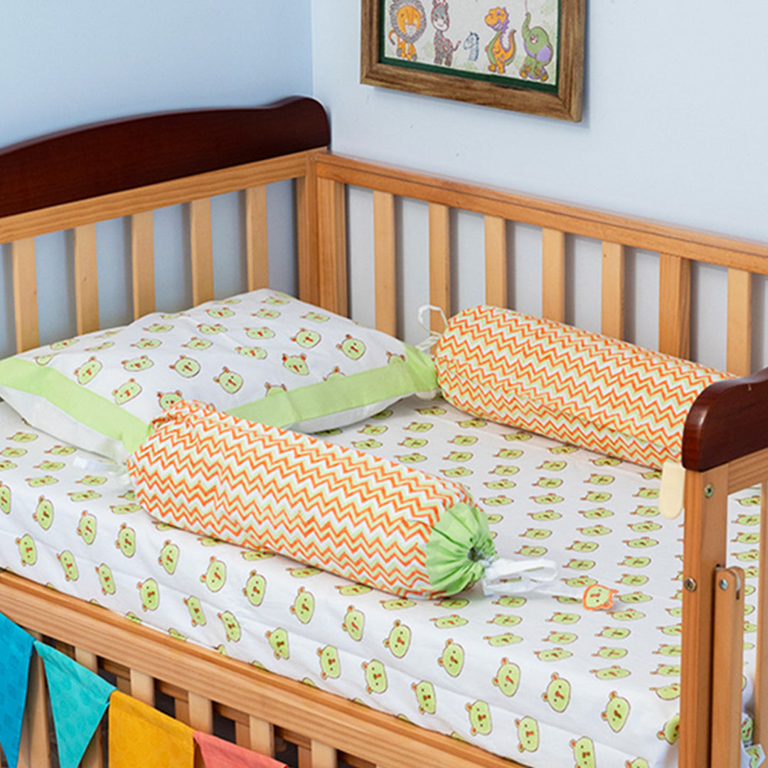 Green Panda Hand Block Printed Baby Bedding Cot Set