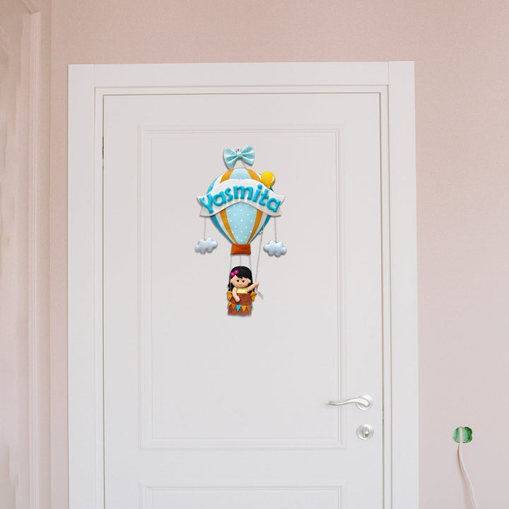 Hand-stitched Hot Air Balloon Felt Kids Nameplate