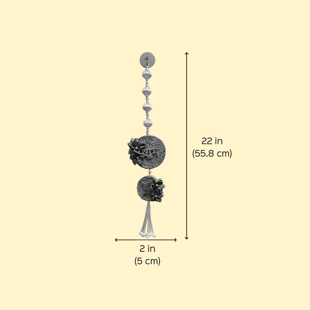 Handmade Beaded Reversible Floral Shubh Labh Hangings | Set Of 2