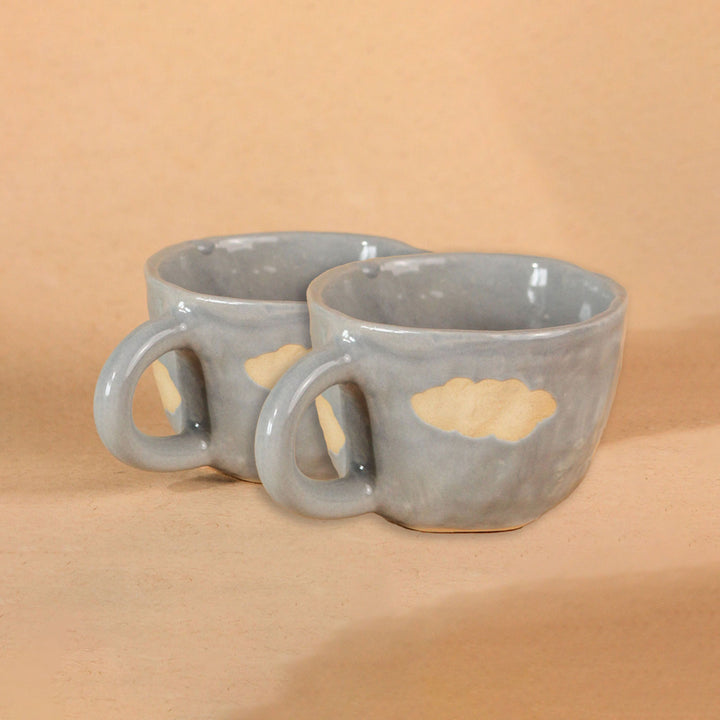 Handpainted Clouds Ceramic Mugs Set