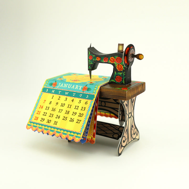 Mini Sewing Machine Desk Calendar 2024 DIY Paper Craft Kit