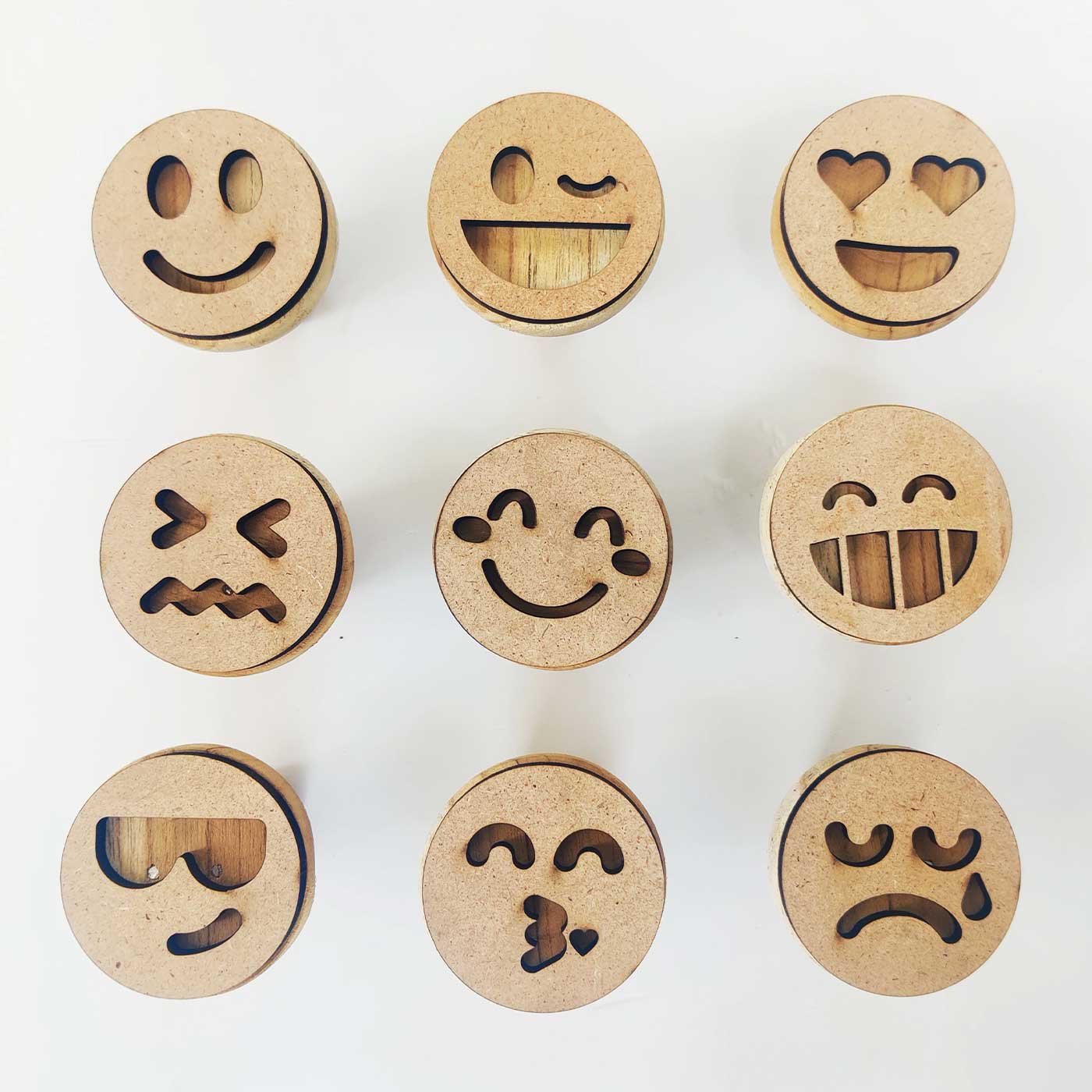 Buy Handmade Smiley Wooden Play Dough Stamp | Set Of 9 Online On Zwende