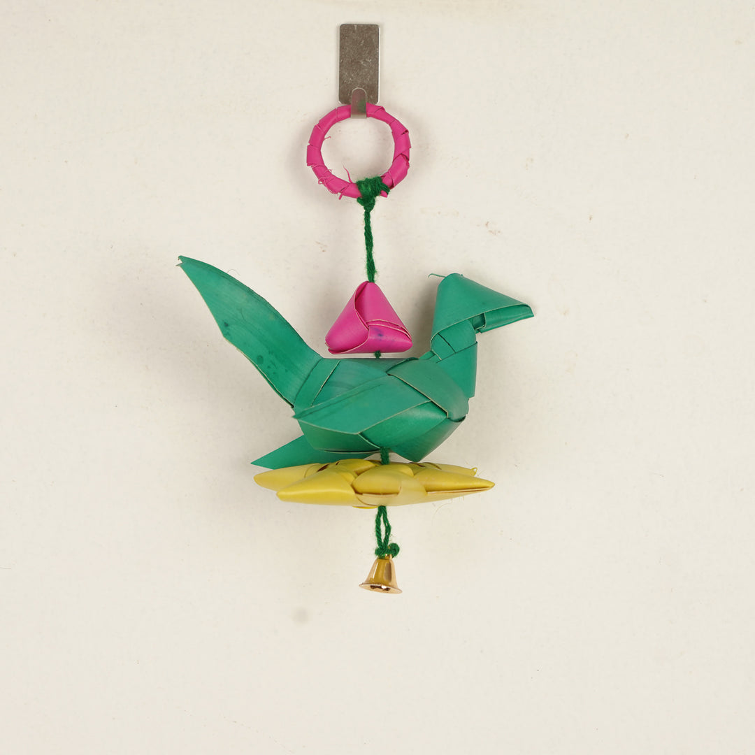 Handmade Diwali Decor Palm Leaf Parrot Hangings | Set Of 2