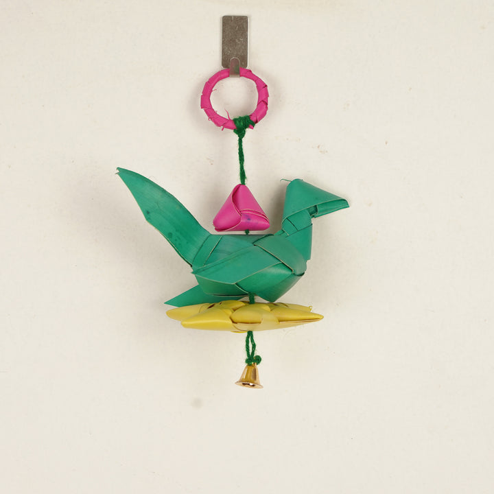 Handmade Diwali Decor Palm Leaf Parrot Hangings | Set Of 2