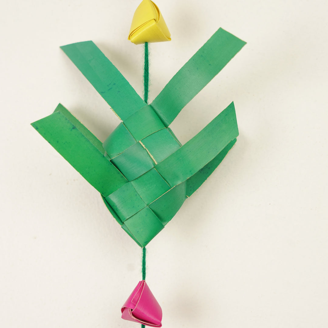 Handmade Decorative Fish & Lotus Palm Leaf Hangings | Set Of 2