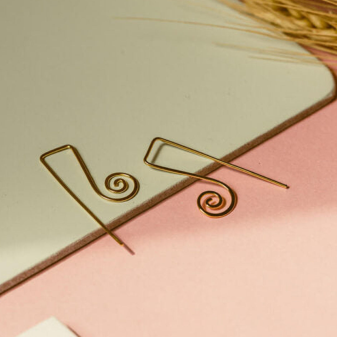 Handmade Spiral Hook Brass Earrings